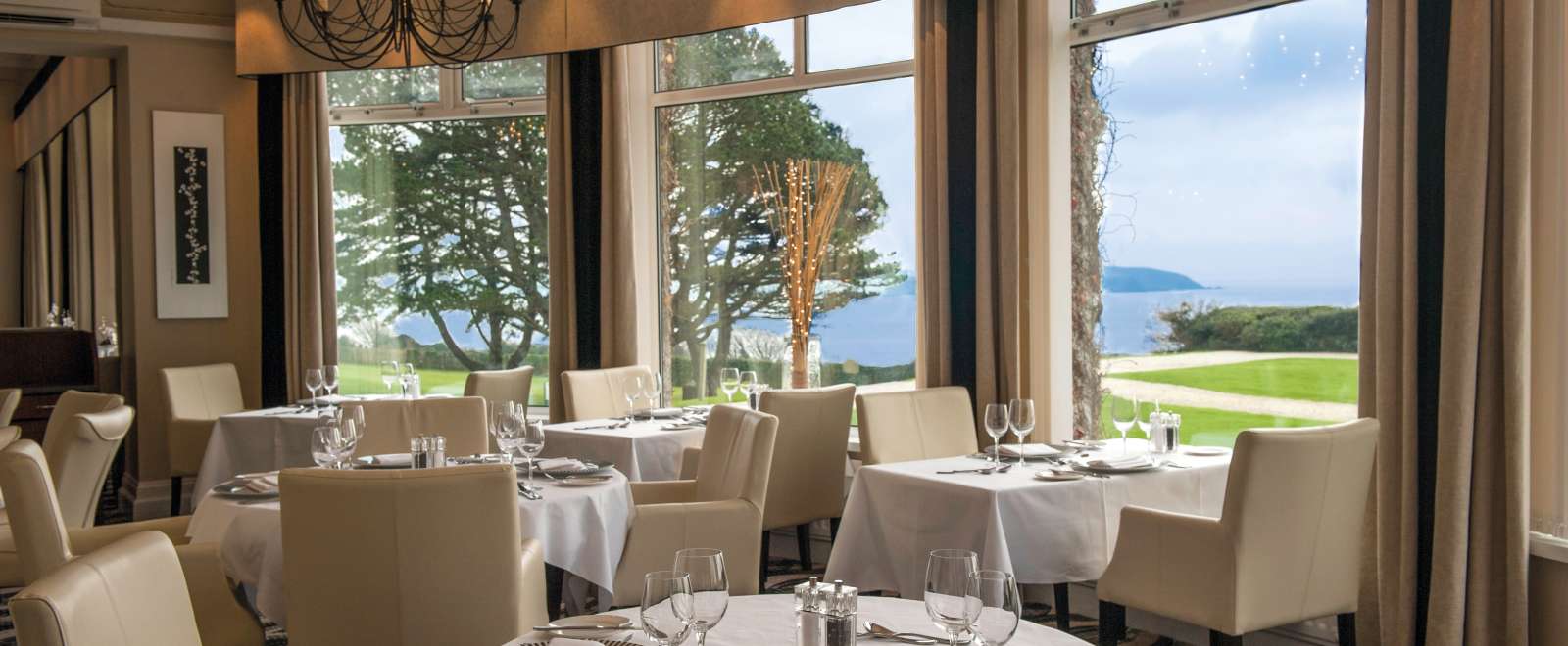Tables set for lunch at the Bay View Restaurant