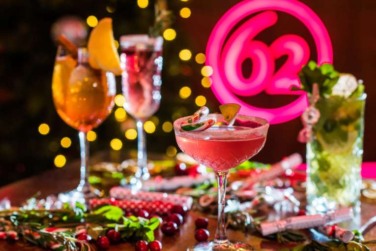 Royal and Fortescue Hotel Bar 62 Festive Cocktails with Glowing Logo