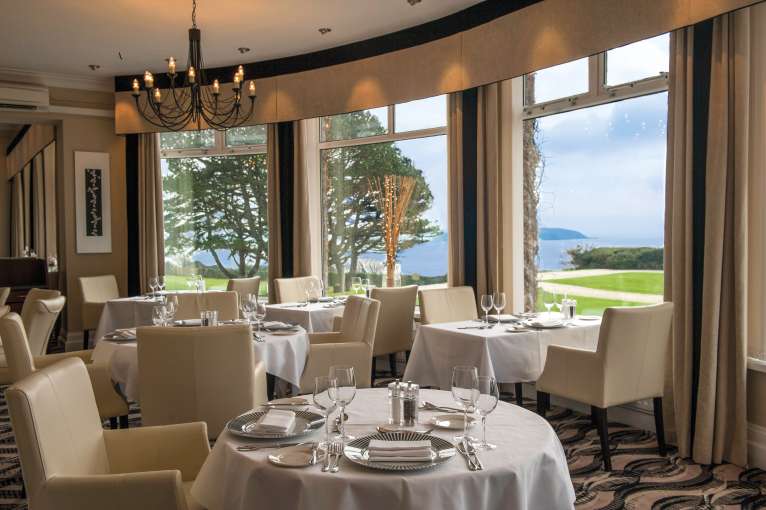 Tables set for lunch at the Bay View Restaurant