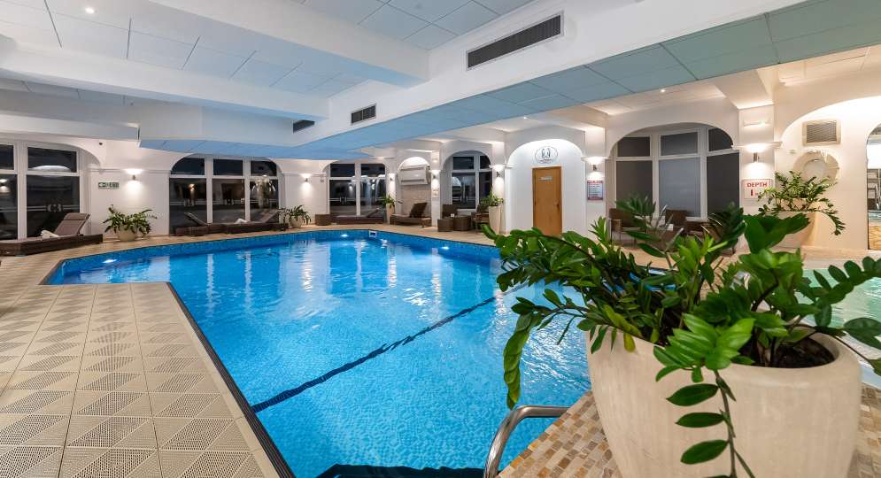 Indoor pool at Carlyon Bay spa facilities
